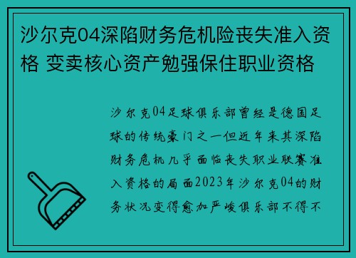 沙尔克04深陷财务危机险丧失准入资格 变卖核心资产勉强保住职业资格